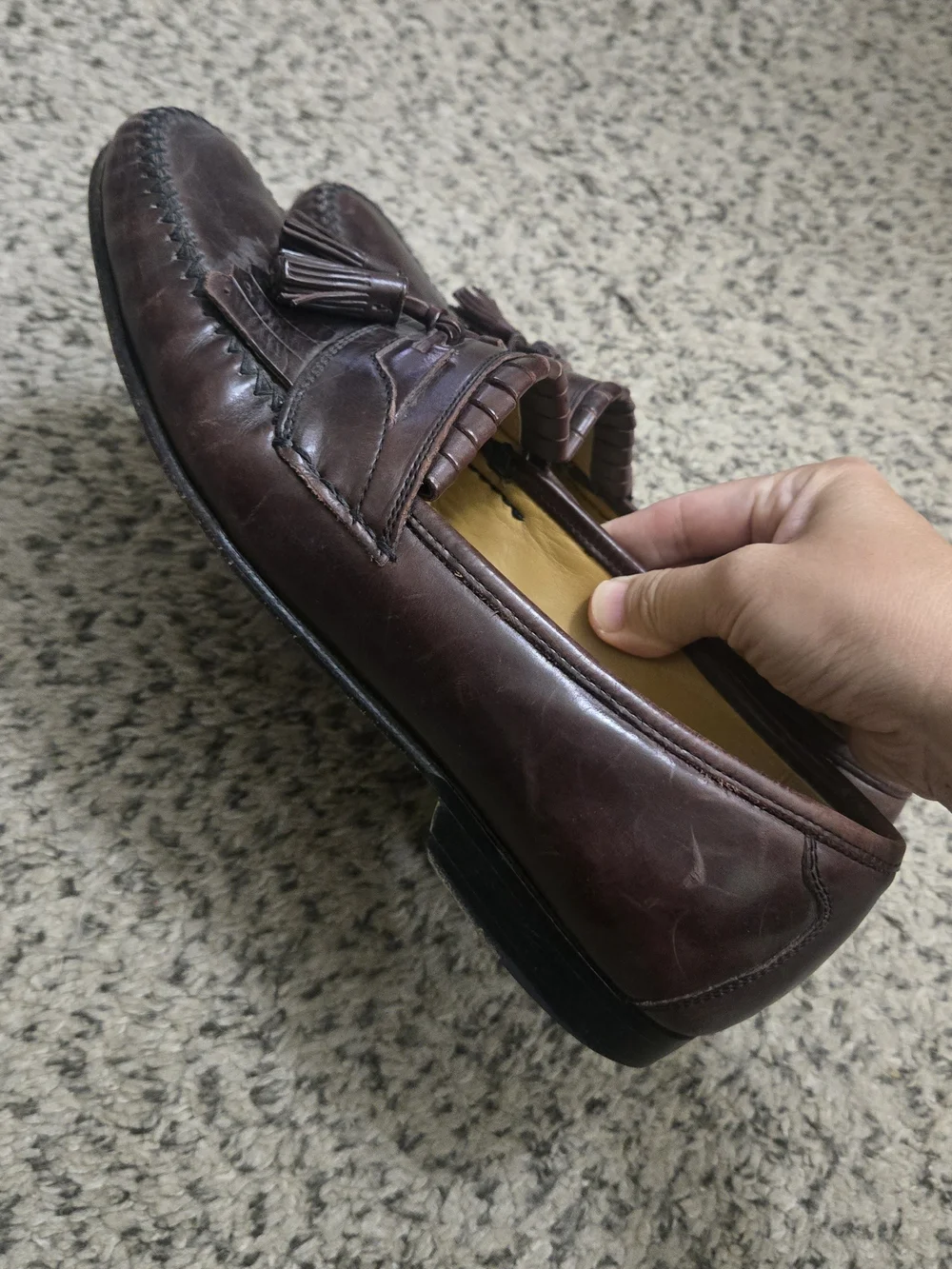 Johnston & Murphy Dark Brown Leather Tassel Kiltie Loafers